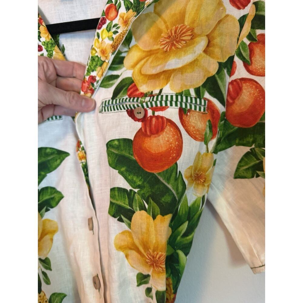 FARM Rio floral-print belted jumpsuit Linen Tropical Vacation Resort XS NEW $284 - Picture 12 of 16